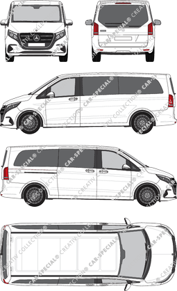 Mercedes-Benz V-Klasse Separat zu öffnende Heckscheibe, Separat zu öffnende Heckscheibe, Kleinbus, extralang, Rear Flap, 1 Sliding Door (2024)