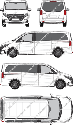 Mercedes-Benz EQV Separat zu öffnende Heckscheibe, Separat zu öffnende Heckscheibe, camionnette, longue, Rear Flap, 2 Sliding Doors (2024)