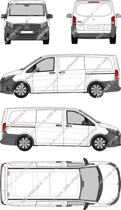 Mercedes-Benz eVito, Kastenwagen, lang, Rear Flap, 2 Sliding Doors (2024)