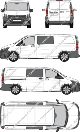 Mercedes-Benz eVito Mixto, Mixto, extralang, Doppelkabine, Rear Wing Doors, 1 Sliding Door (2024)