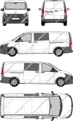 Mercedes-Benz eVito Mixto, Mixto, extra long, double cab, Rear Wing Doors, 2 Sliding Doors (2024)