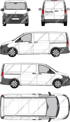 Mercedes-Benz eVito, Kastenwagen, lang, Rear Wing Doors, 2 Sliding Doors (2024)