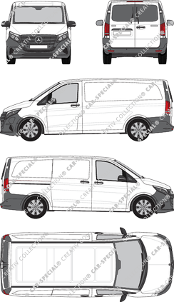 Mercedes-Benz eVito, Kastenwagen, lang, Heck verglast, Rear Wing Doors, 1 Sliding Door (2024)