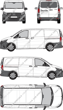 Mercedes-Benz eVito, van/transporter, long, rear window, Rear Wing Doors, 2 Sliding Doors (2024)