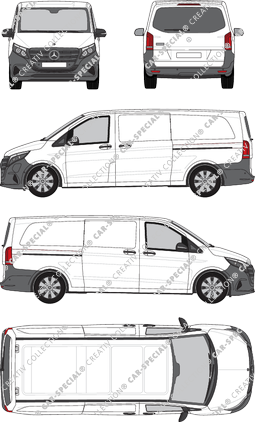 Mercedes-Benz eVito, Kastenwagen, extralang, Heck verglast, Rear Flap, 2 Sliding Doors (2024)