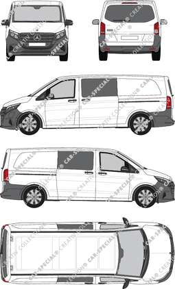 Mercedes-Benz eVito Mixto, Mixto, extralang, Heck verglast, Doppelkabine, Rear Flap, 2 Sliding Doors (2024)