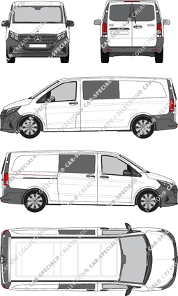 Mercedes-Benz eVito Mixto, Mixto, extralang, Heck verglast, Doppelkabine, Rear Wing Doors, 1 Sliding Door (2024)