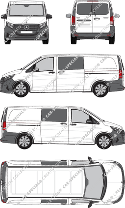 Mercedes-Benz eVito Mixto, Mixto, extralang, Heck verglast, Doppelkabine, Rear Wing Doors, 2 Sliding Doors (2024)