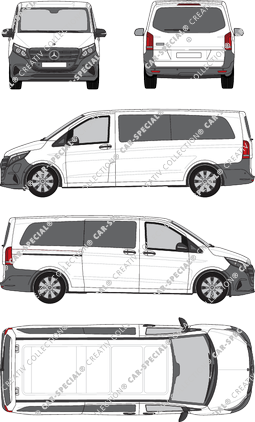 Mercedes-Benz eVito Tourer, Tourer, extra long, Rear Flap, 1 Sliding Door (2024)