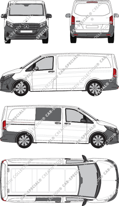 Mercedes-Benz eVito, van/transporter, long, teilverglast rechts, Rear Flap, 1 Sliding Door (2024)