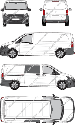 Mercedes-Benz eVito, Kastenwagen, extralang, teilverglast rechts, Rear Flap, 1 Sliding Door (2024)