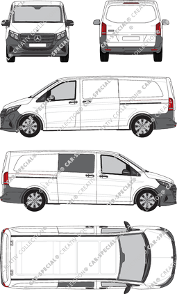 Mercedes-Benz eVito, van/transporter, extra long, teilverglast rechts, Rear Flap, 2 Sliding Doors (2024)