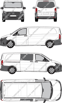 Mercedes-Benz eVito, van/transporter, extra long, teilverglast rechts, Rear Flap, 1 Sliding Door (2024)