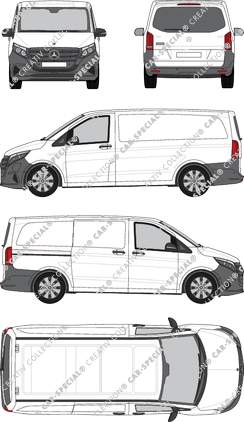 Mercedes-Benz eVito, van/transporter, long, rear window, Rear Flap, 1 Sliding Door (2024)