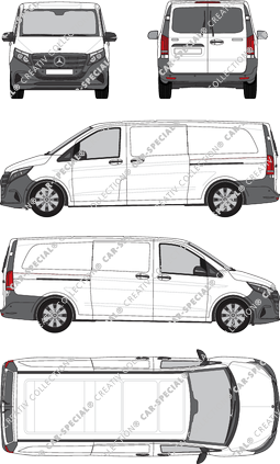 Mercedes-Benz Vito, fourgon, extra long, Heck verglast, Rear Wing Doors, 2 Sliding Doors (2024)