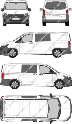 Mercedes-Benz Vito Mixto, Mixto, lang, Heck verglast, Doppelkabine, Rear Flap, 1 Sliding Door (2024)