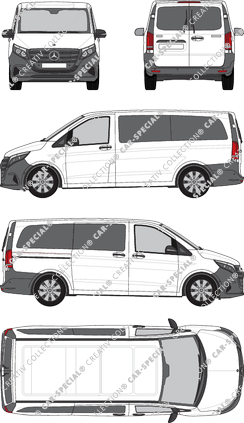 Mercedes-Benz Vito Tourer, Tourer, long, Rear Wing Doors, 1 Sliding Door (2024)