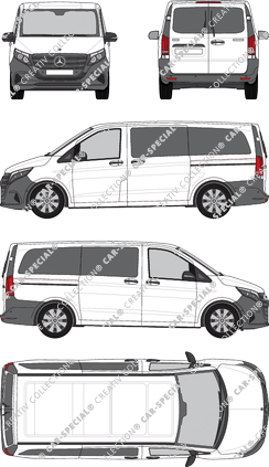 Mercedes-Benz Vito Tourer, Tourer, largo, Rear Wing Doors, 2 Sliding Doors (2024)