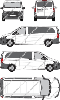 Mercedes-Benz Vito Tourer, Tourer, especialmente largo, Rear Wing Doors, 1 Sliding Door (2024)