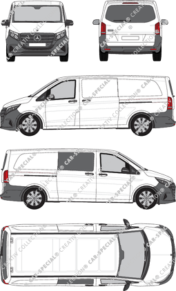 Mercedes-Benz Vito, fourgon, extra long, teilverglast rechts, Rear Flap, 2 Sliding Doors (2024)