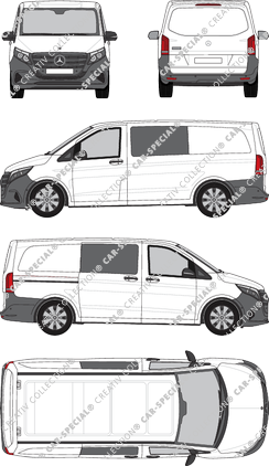 Mercedes-Benz Vito Mixto, Mixto, longue, double cabine, Rear Flap, 1 Sliding Door (2024)