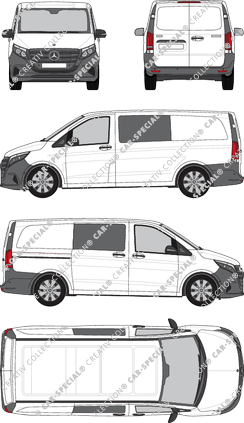 Mercedes-Benz Vito Mixto, Mixto, long, double cab, Rear Wing Doors, 1 Sliding Door (2024)