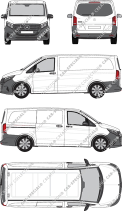 Mercedes-Benz Vito, furgone, lang, vitre arrière, Rear Flap, 1 Sliding Door (2024)