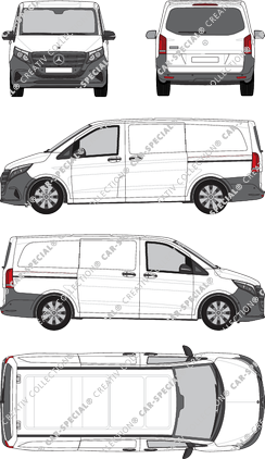 Mercedes-Benz Vito, furgone, lang, vitre arrière, Rear Flap, 2 Sliding Doors (2024)