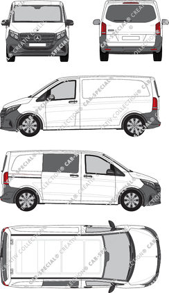 Mercedes-Benz Vito, furgone, kompakt, teilverglast rechts, Rear Flap, 1 Sliding Door (2024)
