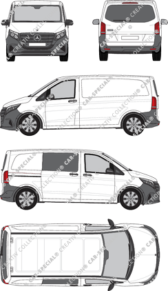 Mercedes-Benz Vito, fourgon, compact, teilverglast rechts, Rear Flap, 1 Sliding Door (2024)