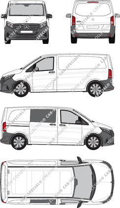 Mercedes-Benz Vito, furgone, kompakt, teilverglast rechts, Rear Flap, 1 Sliding Door (2024)