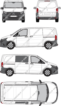 Mercedes-Benz Vito, van/transporter, compact, teilverglast rechts, Rear Flap, 2 Sliding Doors (2024)