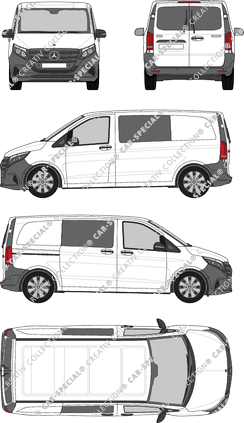 Mercedes-Benz Vito Mixto, Mixto, compact, rear window, double cab, Rear Wing Doors, 1 Sliding Door (2024)