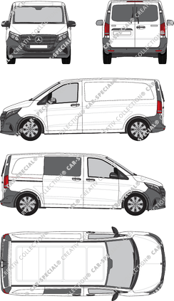 Mercedes-Benz Vito, furgone, kompakt, teilverglast rechts, Heck vergl., Rear Wing Doors, 1 Sliding Door (2024)