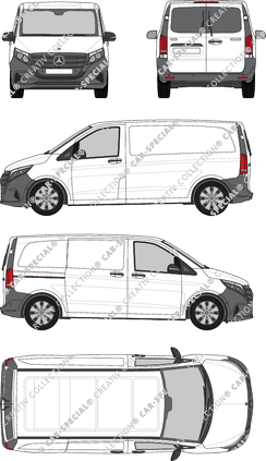 Mercedes-Benz Vito, furgón, compacto, ventana de parte trasera, Rear Wing Doors, 1 Sliding Door (2024)
