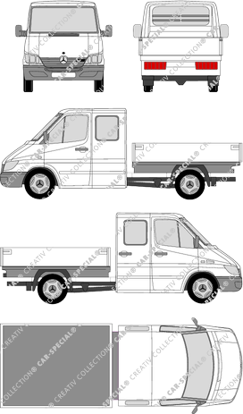 Mercedes-Benz Sprinter, pont, Radstand mittel, double cabine (2000)