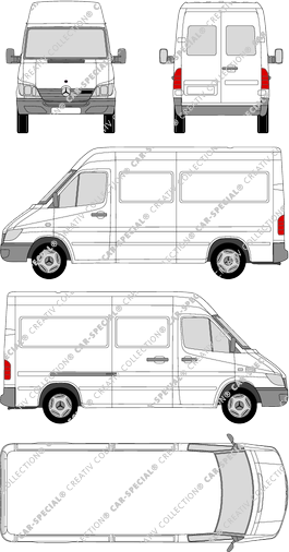 Mercedes-Benz Sprinter, fourgon, toit haut, Radstand mittel, Heck verglast, 1 Sliding Door (2000)