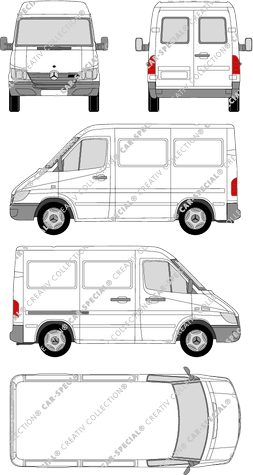 Mercedes-Benz Sprinter, van/transporter, short wheelbase, rear window, 1 Sliding Door (2000)