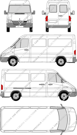Mercedes-Benz Sprinter, furgone, empattement  moyen, vitre arrière, 1 Sliding Door (2000)