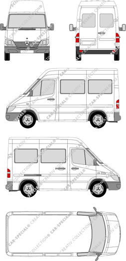 Mercedes-Benz Sprinter, Kleinbus, Hochdach, Radstand kurz, 1 Sliding Door (2000)