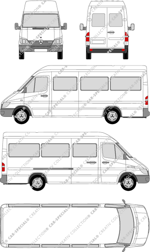 Mercedes-Benz Sprinter, microbús, tejado alto, paso de rueda largo, 1 Sliding Door (2000)