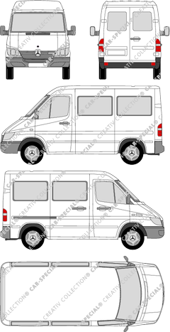 Mercedes-Benz Sprinter, microbús, paso de rueda corto, 1 Sliding Door (2000)