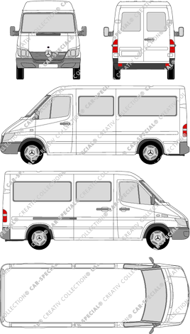 Mercedes-Benz Sprinter, minibus, medium wheelbase, 1 Sliding Door (2000)