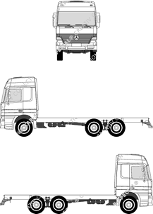 Mercedes-Benz Actros 3357 L, 3357 L, 6x4, Telaio per sovrastrutture, empattement 4200 (1996)