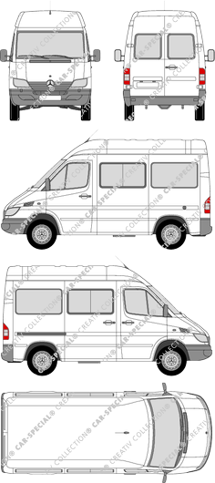 Mercedes-Benz Sprinter, minibus, high roof, short wheelbase, 1 Sliding Door (2002)