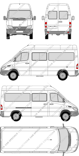 Mercedes-Benz Sprinter, minibus, high roof, medium wheelbase, 1 Sliding Door (2002)