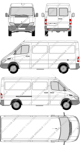 Mercedes-Benz Sprinter 3,5 t, 3,5 t, fourgon, Radstand mittel, Heck verglast, 1 Sliding Door (2002)