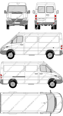 Mercedes-Benz Sprinter 4,6 t, 4,6 t, furgone, empattement  moyen, vitre arrière, 1 Sliding Door (2002)