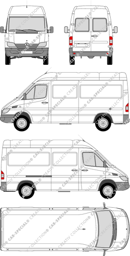 Mercedes-Benz Sprinter 3,5 t, 3,5 t, van/transporter, high roof, medium wheelbase, rear window, 1 Sliding Door (2002)