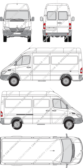 Mercedes-Benz Sprinter 4,6 t, 4,6 t, Kastenwagen, Hochdach, Radstand mittel, Heck verglast, 1 Sliding Door (2002)